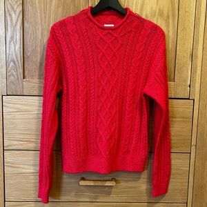J. Crew Factory Rollneck Cable Knit Sweater Hot Pink Size Small Spring Preppy